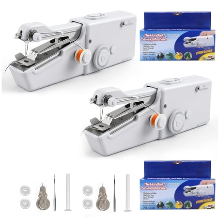 2 Pack Portable Handheld Sewing Machine, 2025 New Fast Stitch Mini Electric Sewing Machines, Small Hand Held Sewing Machine for Adults Beginners DIY Fabrics Clothes Home Travel (White)