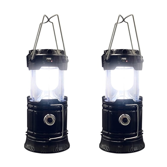BN-LINK 2 Pack Collapsible LED Camping Lanterns, Lightweight Waterproof Solar Rechargeable Lanterns, LED Flashlight Survival Kits for Outdoor Home Emergency Light Power Outages Hiking