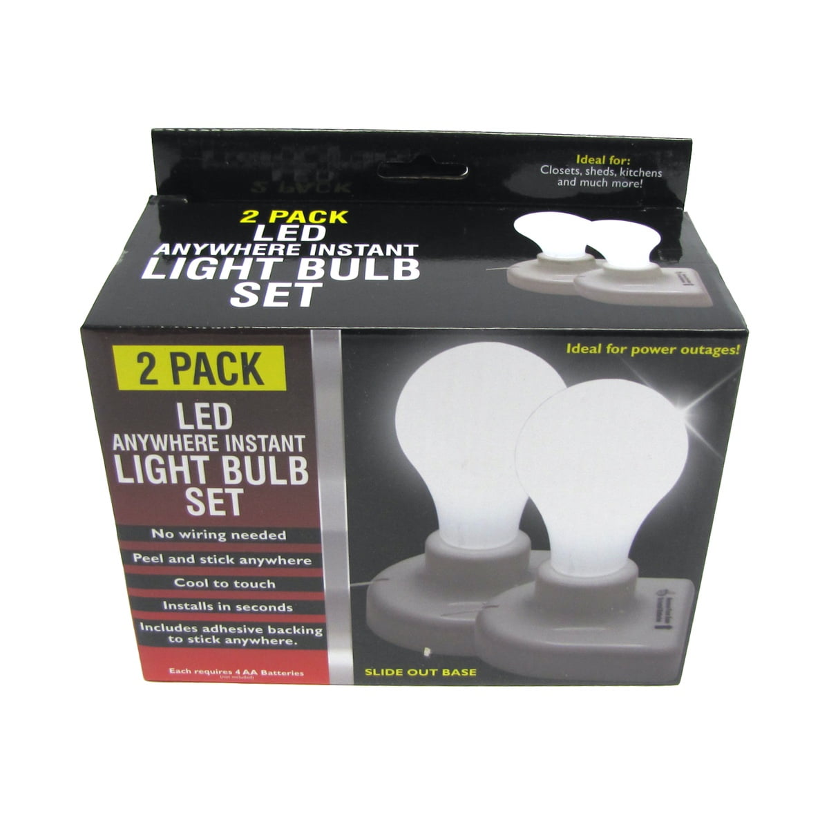 2 Pack Portable LED Instant Lightbulbs Battery Powered Closet Lamp