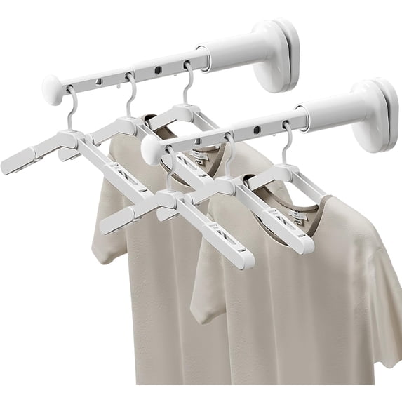 2 Pack Portable Mini Travel Drying Rack Clothing – Adjustable Space Saving Clothes Drying Rack with 6 Hangers, Foldable Laundry Drying Rack for Hotel, Balcony, Camping,Suitcase,Door