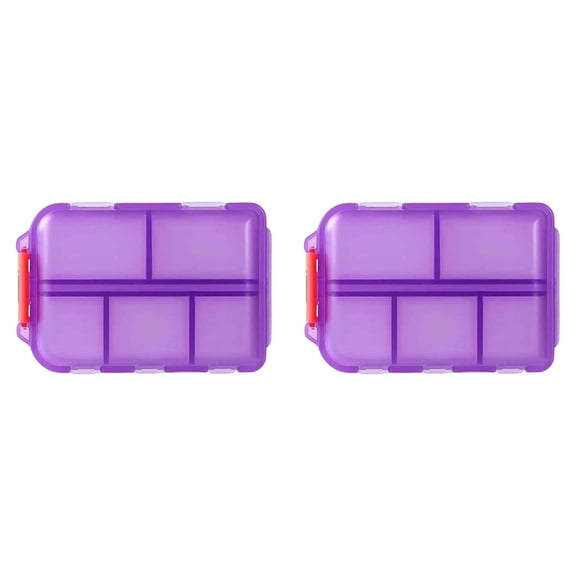 2 Pack Portable Pill Organizer Case, 10-Compartment Double-Layer Travel Container, Pocket-Sized Box for Daily Use and Travel, 9x6x2 cm (N)