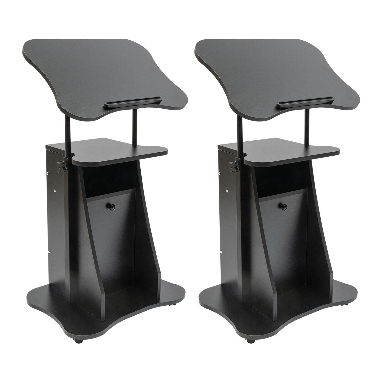 2 Pack Portable Rolling Podium Mobile Standing Laptop Desk Presentation