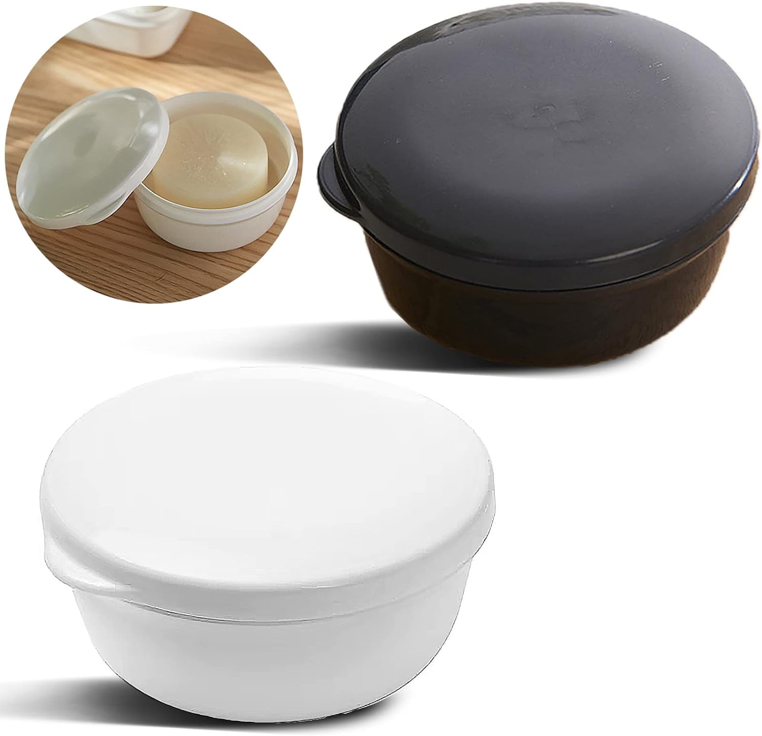 2 Pack Portable Round Soap Dishes, Plastic Soap Container with Lid Leak ...