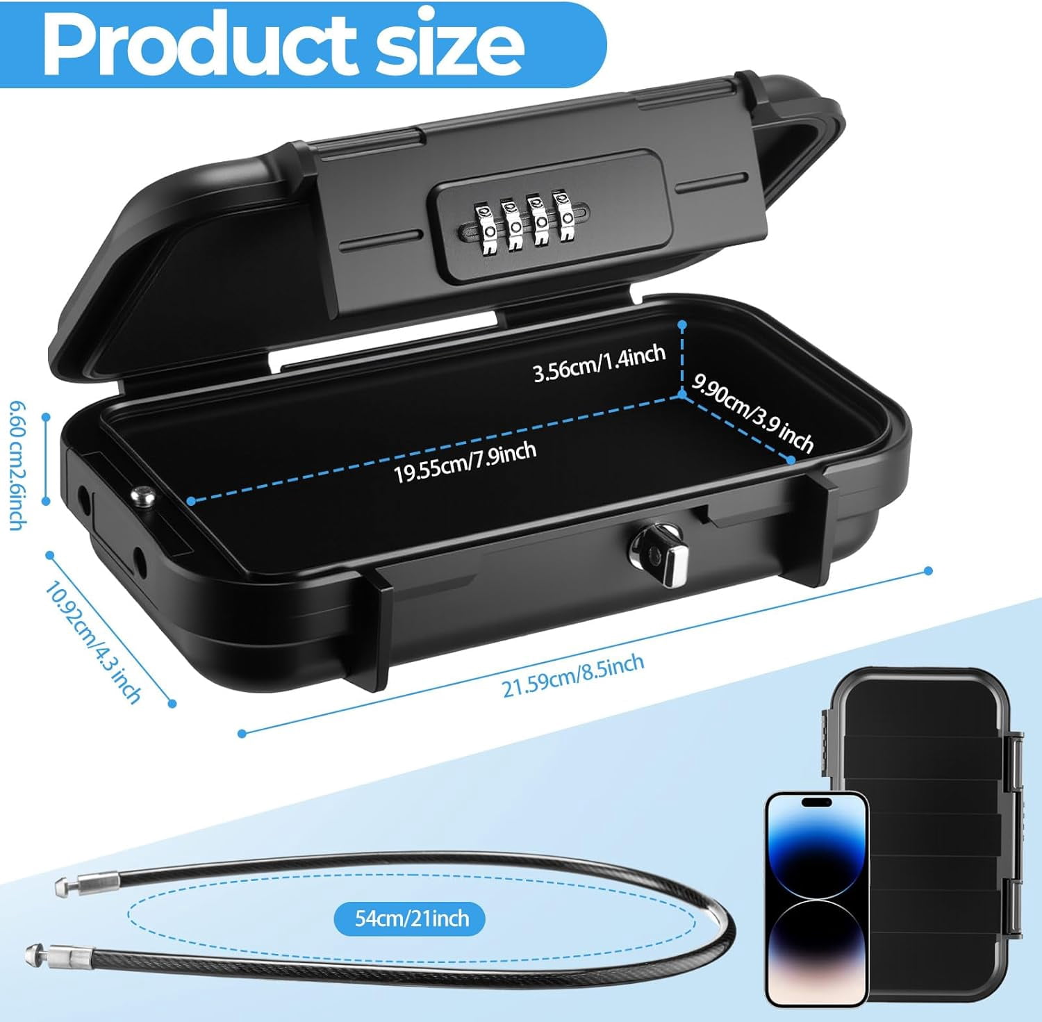 2 Pack Portable Safe Lock Box 4-Digit Combination Lock Box for Travel ...