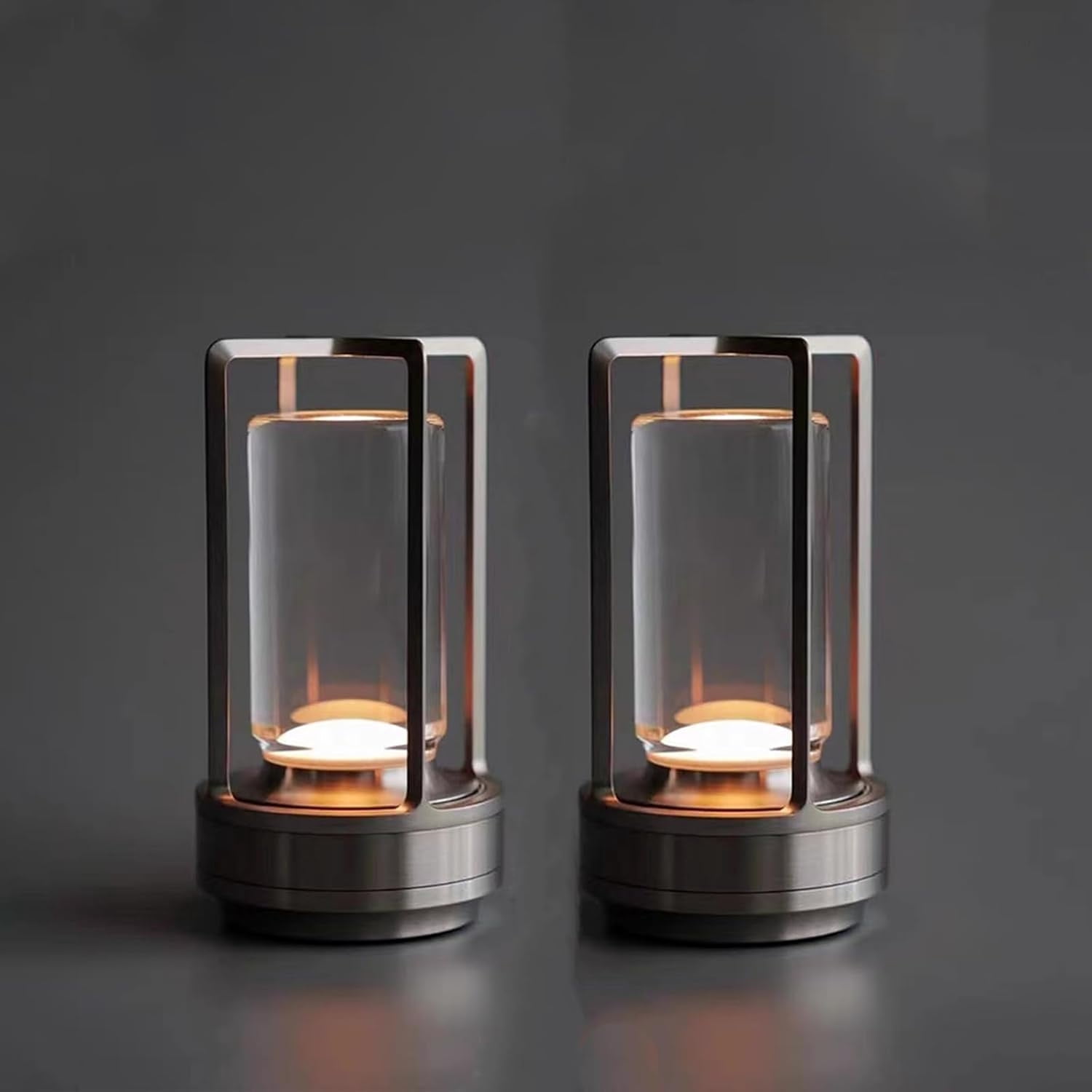 2 Pack Portable Table Lamp for Outdoor Indoor, 4200 mAh Rechargeable Desk Lamp with 3-Color Adjustable Brightness for Restaurant/Bedroom/Bar/Coffee Shop/Camping (Silver)