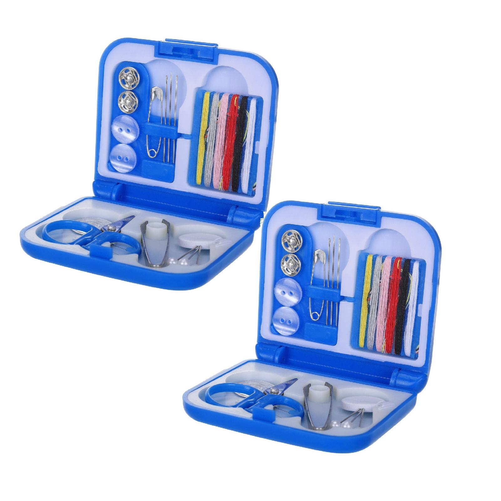 2 Pack Portable Travel Sewing Kit, Mini Case Plastic Scissors Sewing ...