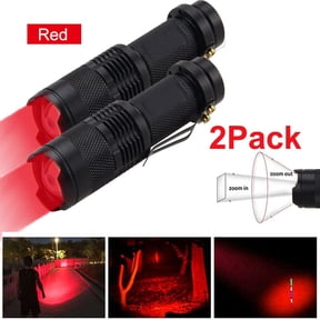 2 Pack Portable Zoomable Red LED Hunting Flashlight Waterproof Handheld Torch for Night Hunting Camping Wildlife Observation