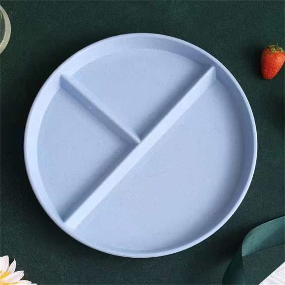 2-Pack Portion Control Plates, T-Shaped Divided Blue Plates for Kids & Adults, Unbreakable Plastic Meal Plate for Balanced Eating, Reusable, Dishwasher Safe, Funny but Useful White Elephant Gift
