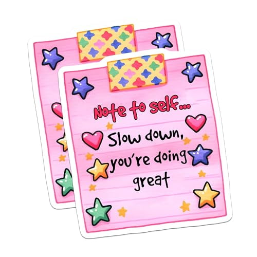 (2 Pack) Positive Note to Self Magnets - Slow Down Quote - Inspirational Star Design - 5" On Longest Side - for Cars, Fridges, Toolboxes - Made in USA - MAG8322