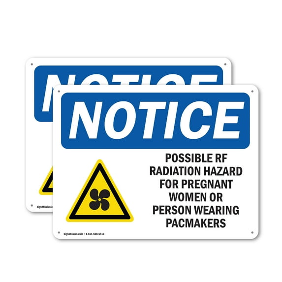 (2 Pack) Possible RF Radiation Hazard OSHA Notice Sign 10 Inch X 7 Inch Plastic Sign, Weather Resistant, UV Protected for Workplace, Business, and Construction Site, Made in the USA
