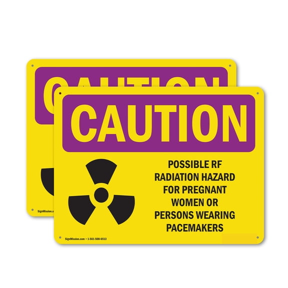 (2 Pack) Possible RF Radiation Hazard With Symbol OSHA Caution Radiation Sign 24 Inch X 18 Inch Indoor / Outdoor Rust-Free Aluminum Metal Signs for Workplace, Workshop, and Construction Site