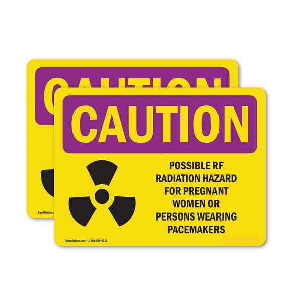 (2 Pack) Possible RF Radiation Hazard With Symbol OSHA Caution Radiation Sign