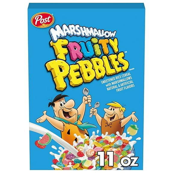 2 Pack Post Fruity PEBBLES Marshmallow Cereal, Fruity Kids Cereal with Marshmallows, Gluten Free, 11 OZ Box