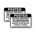 thumbnail image 1 of (2 Pack) Posted Private Property No Trespassing No Hunting, Fishing, Trap Shooting, Motor Vehicles, Dumping Or Loitering | 12" X 18" Heavy-Gauge Aluminum Sign | Rust Free Aluminum,, 1 of 4
