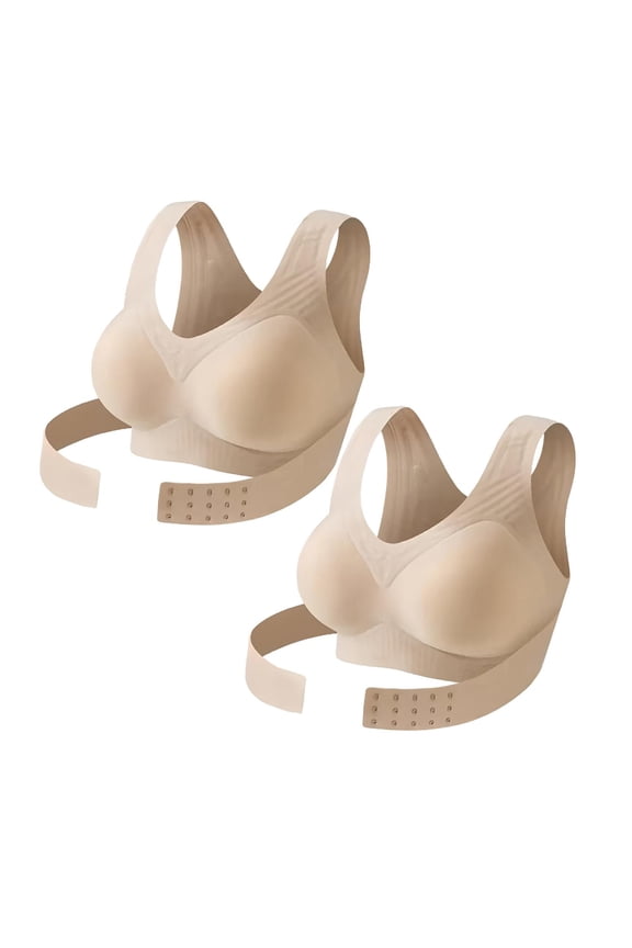 2 Pack Posture Bras for Women Front Closure Wireless Posture Corrector Bra with Back Support Push Up No Underwire Bralettes