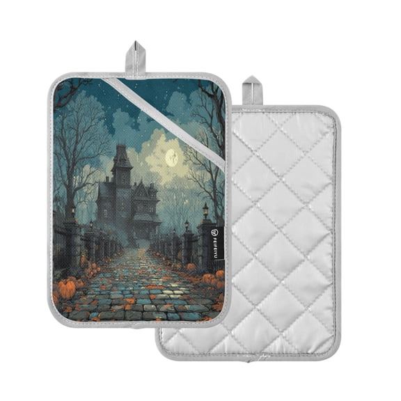 2-Pack Pot Holders Heat Resistant Kitchen Oven Mitts 7x9.8in for Oven, Microwave & BBQ Ancient Mansion