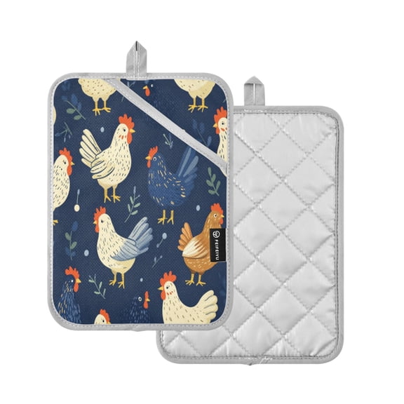 2-Pack Pot Holders Heat Resistant Kitchen Oven Mitts 7x9.8in for Oven, Microwave & BBQ Chickens and Hens