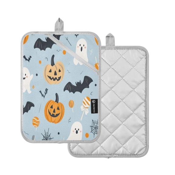 2-Pack Pot Holders Heat Resistant Kitchen Oven Mitts 7x9.8in for Oven, Microwave & BBQ Cute Halloween-themed Clipart