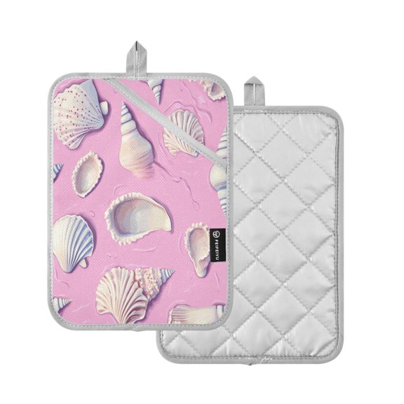 2-Pack Pot Holders Heat Resistant Kitchen Oven Mitts 7x9.8in for Oven, Microwave & BBQ Seashells and Conch Shells