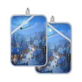 thumbnail image 1 of 2 Pack Pot Holders for Kitchen Heat Resistant Hot Pads Sets for Cooking Baking Beautiful Christmas Night Scene, 1 of 7