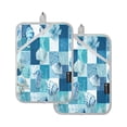 thumbnail image 1 of 2 Pack Pot Holders for Kitchen Heat Resistant Hot Pads Sets for Cooking Baking Blue Marine Life Patterns, 1 of 7