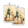 thumbnail image 1 of 2 Pack Pot Holders for Kitchen Heat Resistant Hot Pads Sets for Cooking Baking Cat and Dog with Christmas Tree, 1 of 7