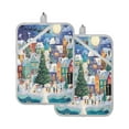 thumbnail image 1 of 2 Pack Pot Holders for Kitchen Heat Resistant Hot Pads Sets for Cooking Baking Charming Christmas Scene, 1 of 7