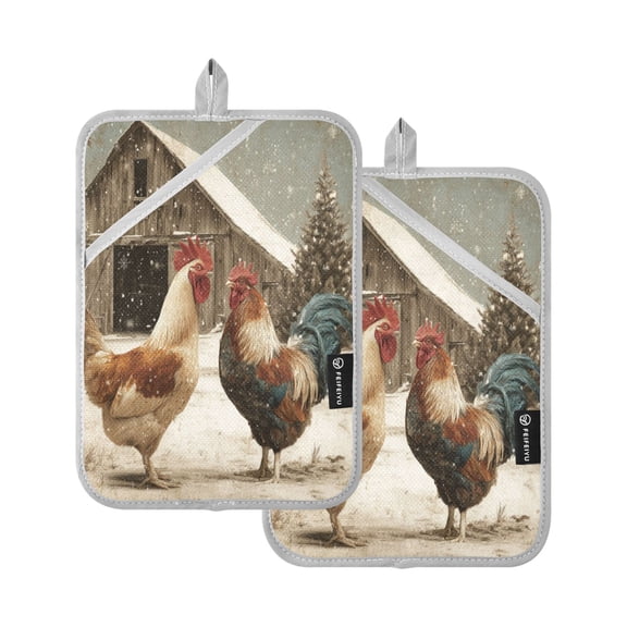 2 Pack Pot Holders for Kitchen Heat Resistant Hot Pads Sets for Cooking Baking Chicken and Rooster