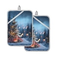 thumbnail image 1 of 2 Pack Pot Holders for Kitchen Heat Resistant Hot Pads Sets for Cooking Baking Christmas Tree at Night, 1 of 7