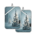 thumbnail image 1 of 2 Pack Pot Holders for Kitchen Heat Resistant Hot Pads Sets for Cooking Baking Christmas Tree with Lights, 1 of 7