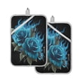 thumbnail image 1 of 2 Pack Pot Holders for Kitchen Heat Resistant Hot Pads Sets for Cooking Baking Eternal Blue Rose and Flame, 1 of 7
