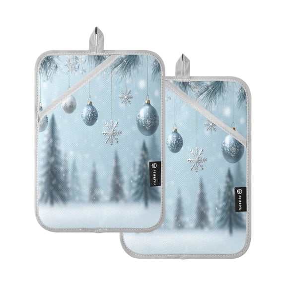 2 Pack Pot Holders for Kitchen Heat Resistant Hot Pads Sets for Cooking Baking Glass Christmas Ornaments