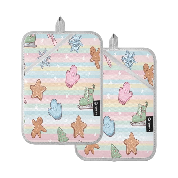 2 Pack Pot Holders for Kitchen Heat Resistant Hot Pads Sets for Cooking Baking Pastel Christmas-themed