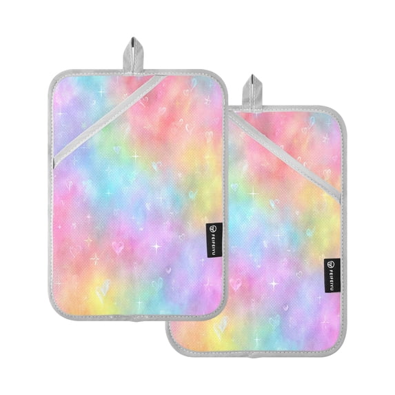 2 Pack Pot Holders for Kitchen Heat Resistant Hot Pads Sets for Cooking Baking Pastel Rainbow Tie-dye