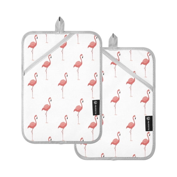 2 Pack Pot Holders for Kitchen Heat Resistant Hot Pads Sets for Cooking Baking Pink Flamingo Pattern