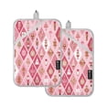 thumbnail image 1 of 2 Pack Pot Holders for Kitchen Heat Resistant Hot Pads Sets for Cooking Baking Pink and White Christmas Motifs, 1 of 7