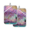 thumbnail image 1 of 2 Pack Pot Holders for Kitchen Heat Resistant Hot Pads Sets for Cooking Baking Purple Trees, 1 of 7