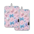 thumbnail image 1 of 2 Pack Pot Holders for Kitchen Heat Resistant Hot Pads Sets for Cooking Baking Seashells and Bows, 1 of 7