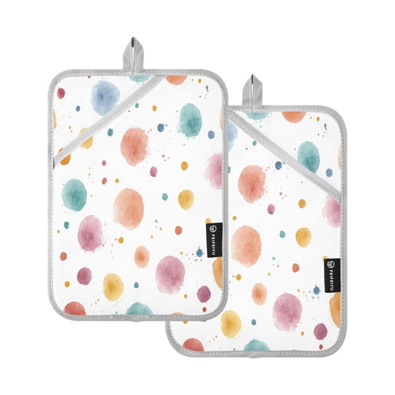 2 Pack Pot Holders for Kitchen Heat Resistant Hot Pads Sets for Cooking Baking Small Watercolor Splashes and Dots