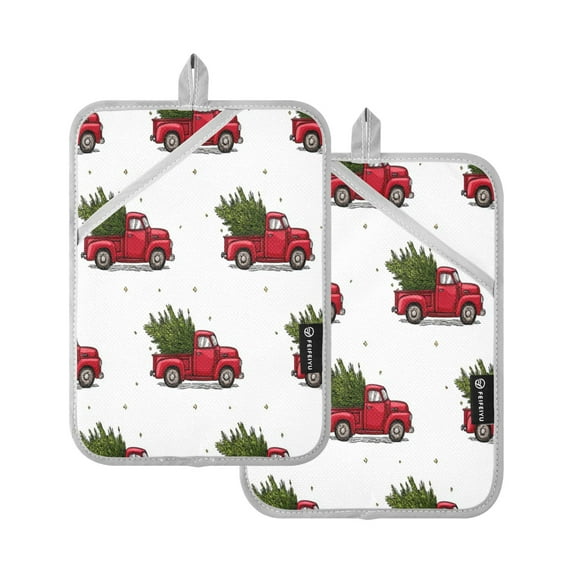 2 Pack Pot Holders for Kitchen Heat Resistant Hot Pads Sets for Cooking Baking Truck Carrying Tree Pattern