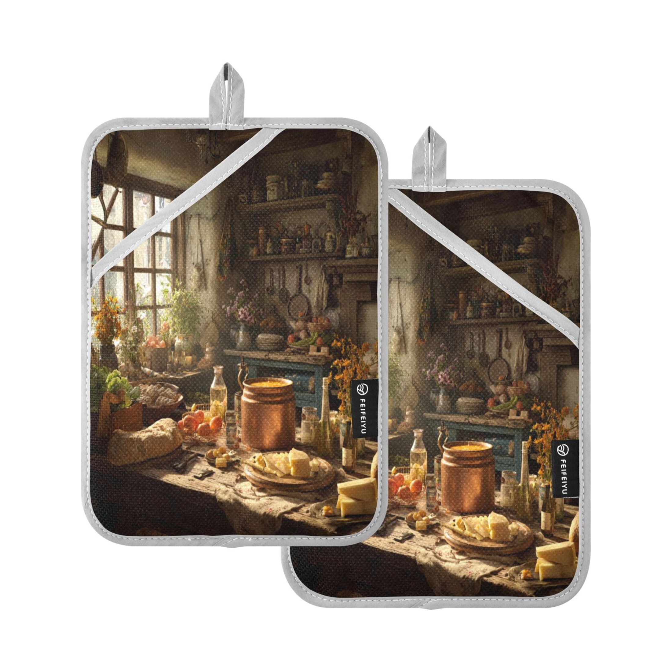 2 Pack Pot Holders for Kitchen Heat Resistant Hot Pads Sets for Cooking ...