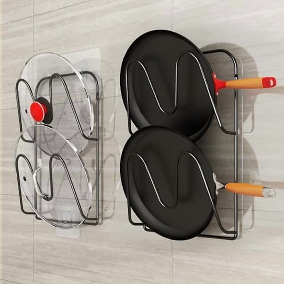 2 Pack Pot-Lid-Organizer, 4-Tier Pots and Pans Lid Organizer Under ...