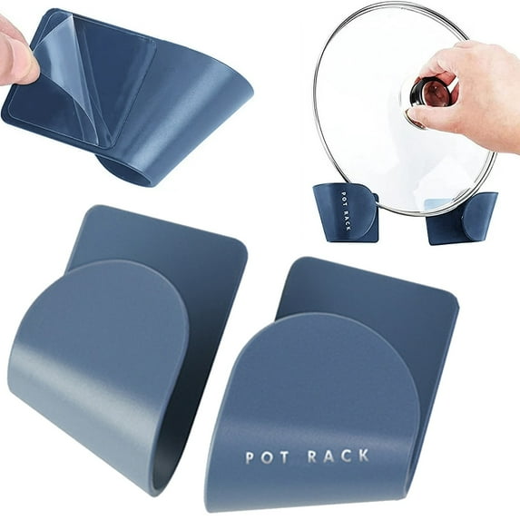 2 Pack Pot Lid Organizer for Cabinet Door - Adjustable in-Cupboard Pot and Pan Lid Holders for Lids, Easy to Install Wall Mount Pot Lid Organizer for Kitchen Wall Inside Cabinet Door(Blue,8*5cm)