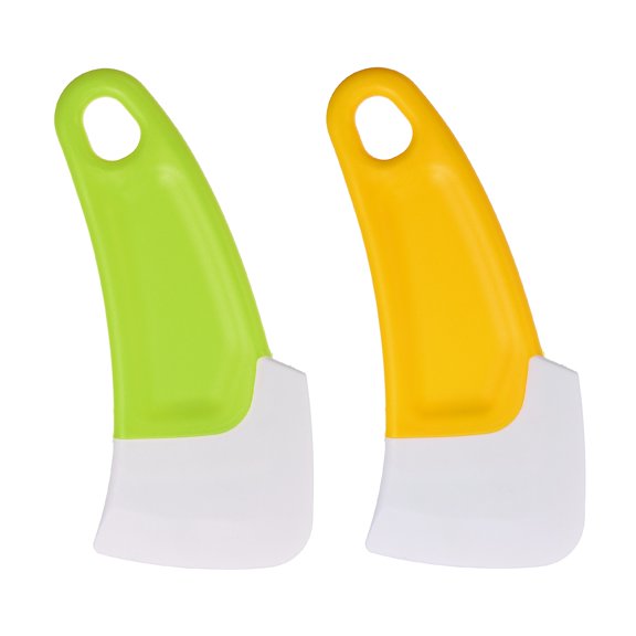 2 Pack Pot & Pan Scraper with Handle, Non-Stick & Non Scratch Dish Cleaning Spatula with Soft Edge & Hanging Hook, Easy Clean Kitchen Tool for Baking, Camping, Pet Food (Red)