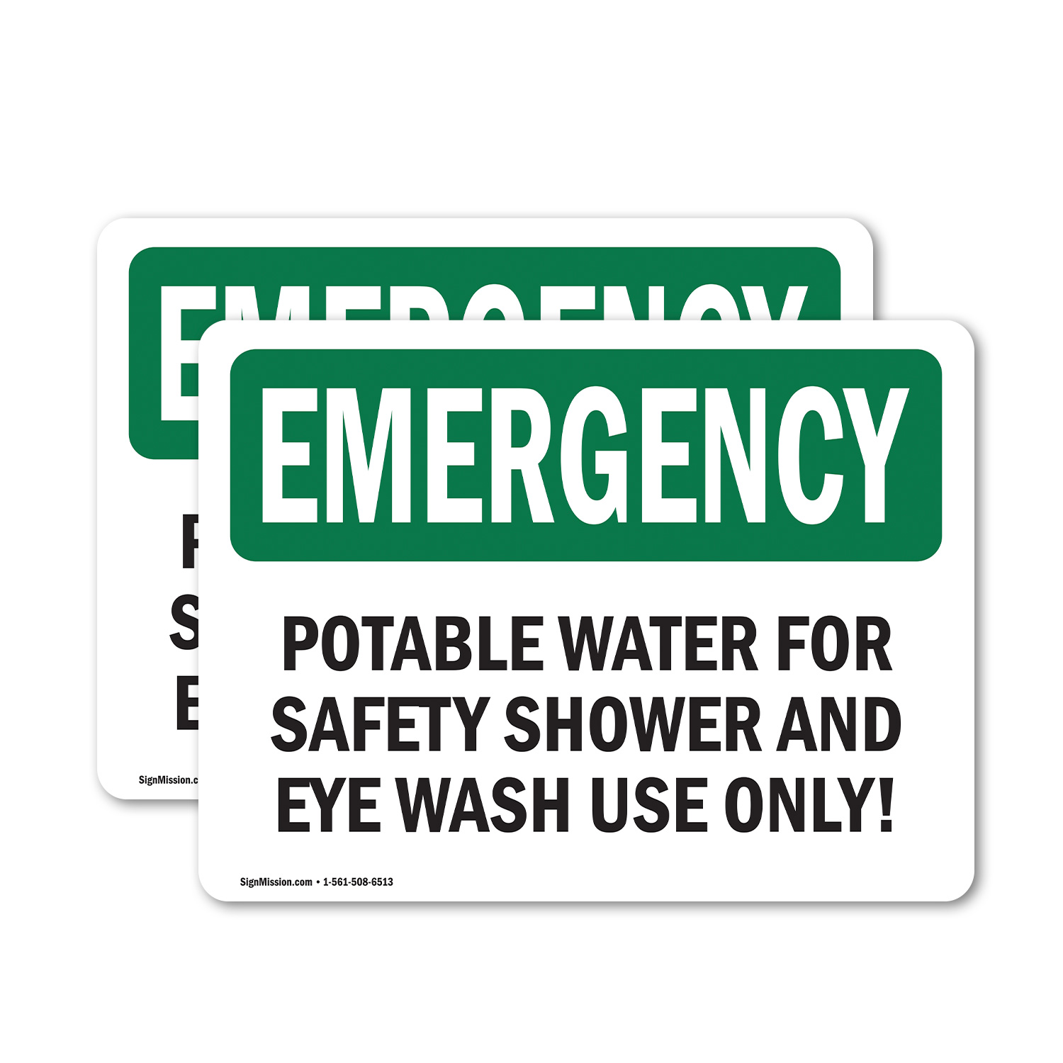 (2 Pack) Potable Water For Safety Shower And Eye OSHA Emergency Sign