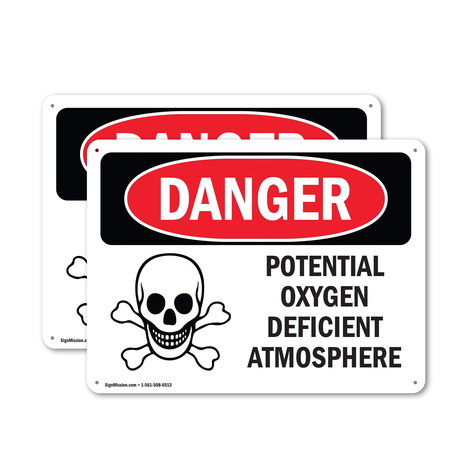 (2 Pack) Potential Oxygen Deficient Atmosphere OSHA Danger Sign 10 Inch ...
