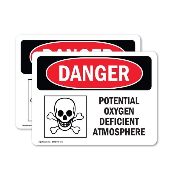 (2 Pack) Potential Oxygen Deficient Atmosphere OSHA Danger Sign