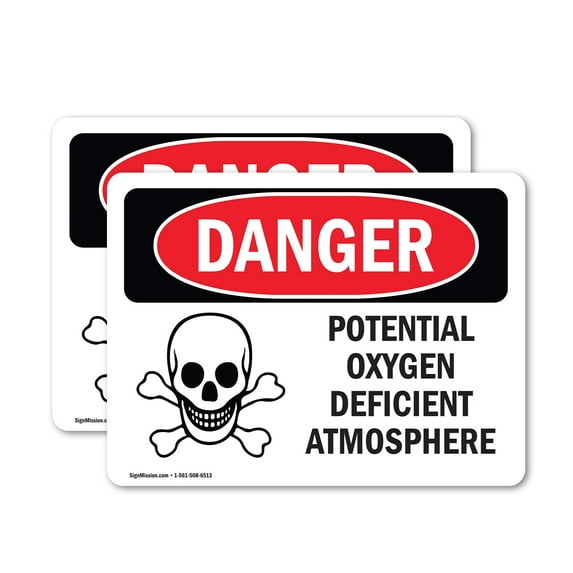 (2 Pack) Potential Oxygen Deficient Atmosphere OSHA Danger Sign