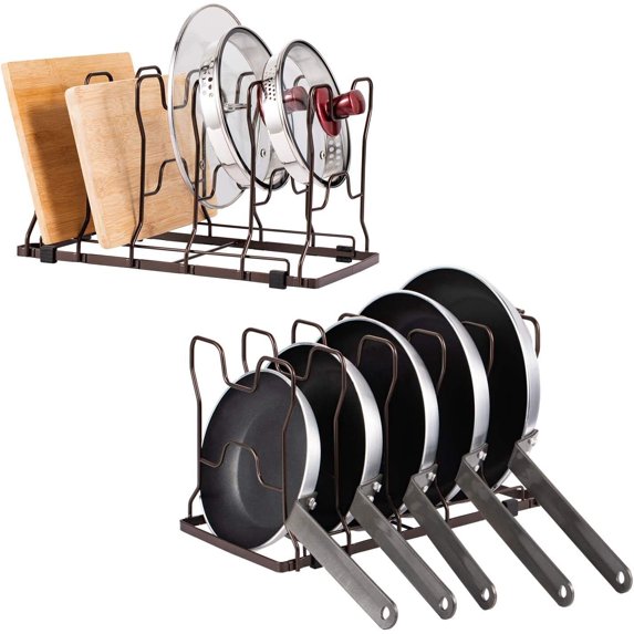 2 Pack Pots and Pans Organizer Adjustable Kitchen Cabinet Organizer and Storage