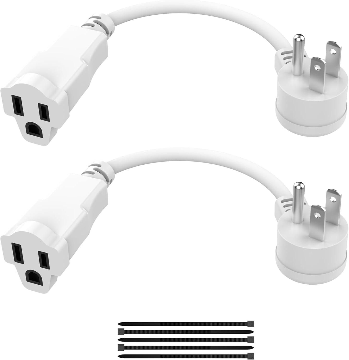 2 Pack Power Extension Cord 0.5FT/6Inch, Short 3 Prong Electric